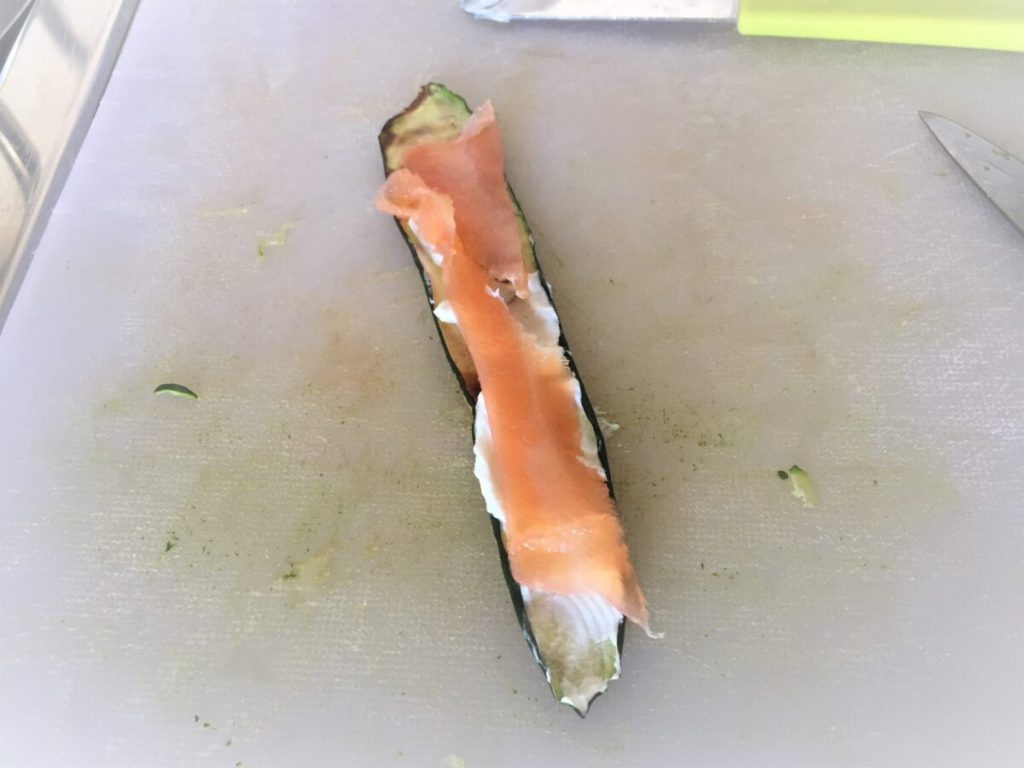 rollitos calabacín salmón aperitivo rápido