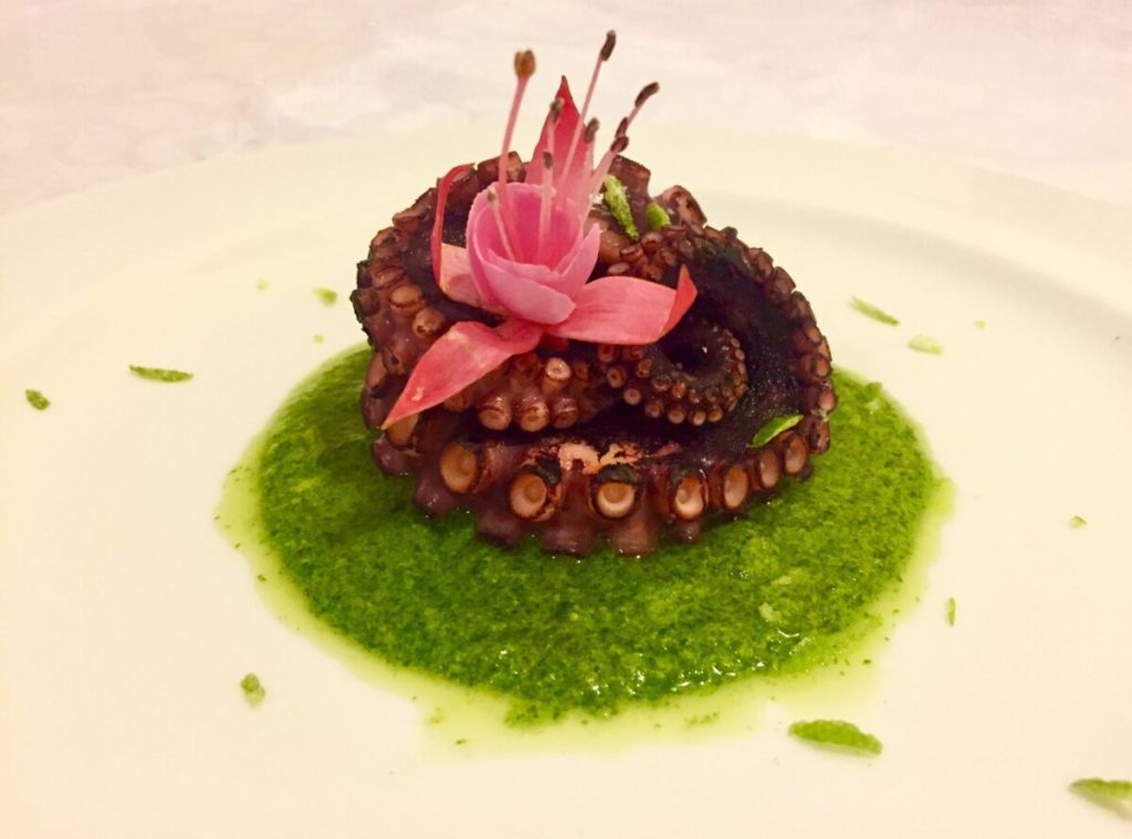 pulpo marinado mojito pesto