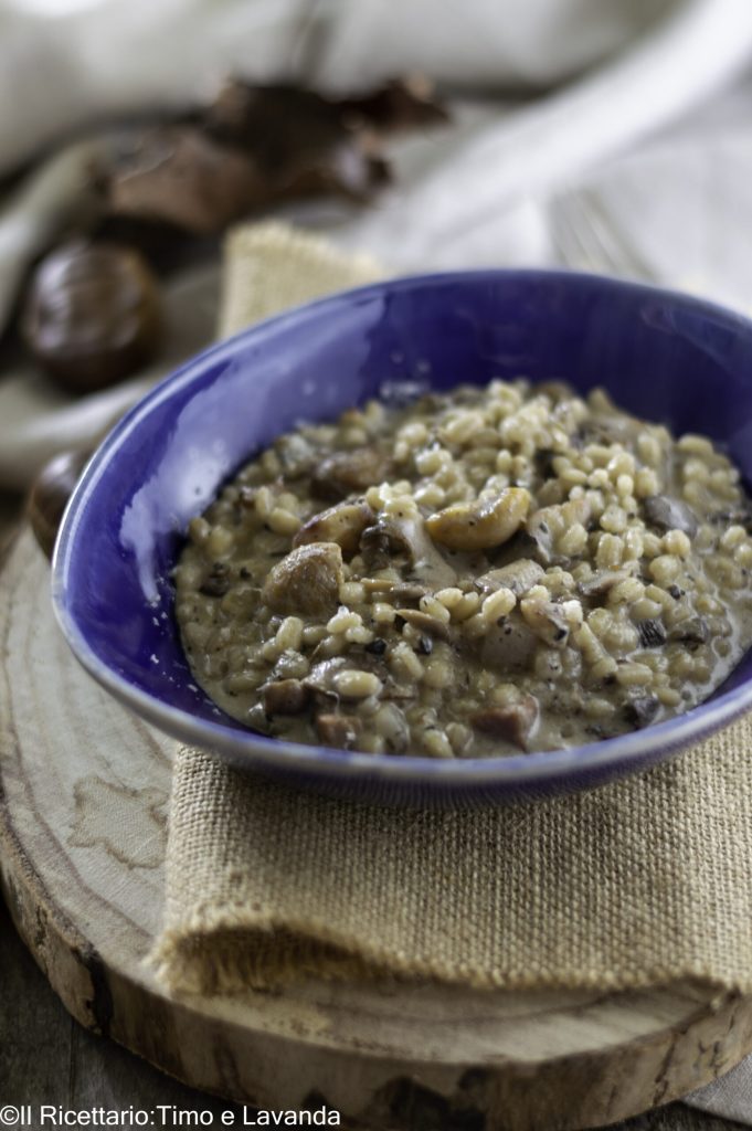 Orzotto con setas, castañas y trufa
