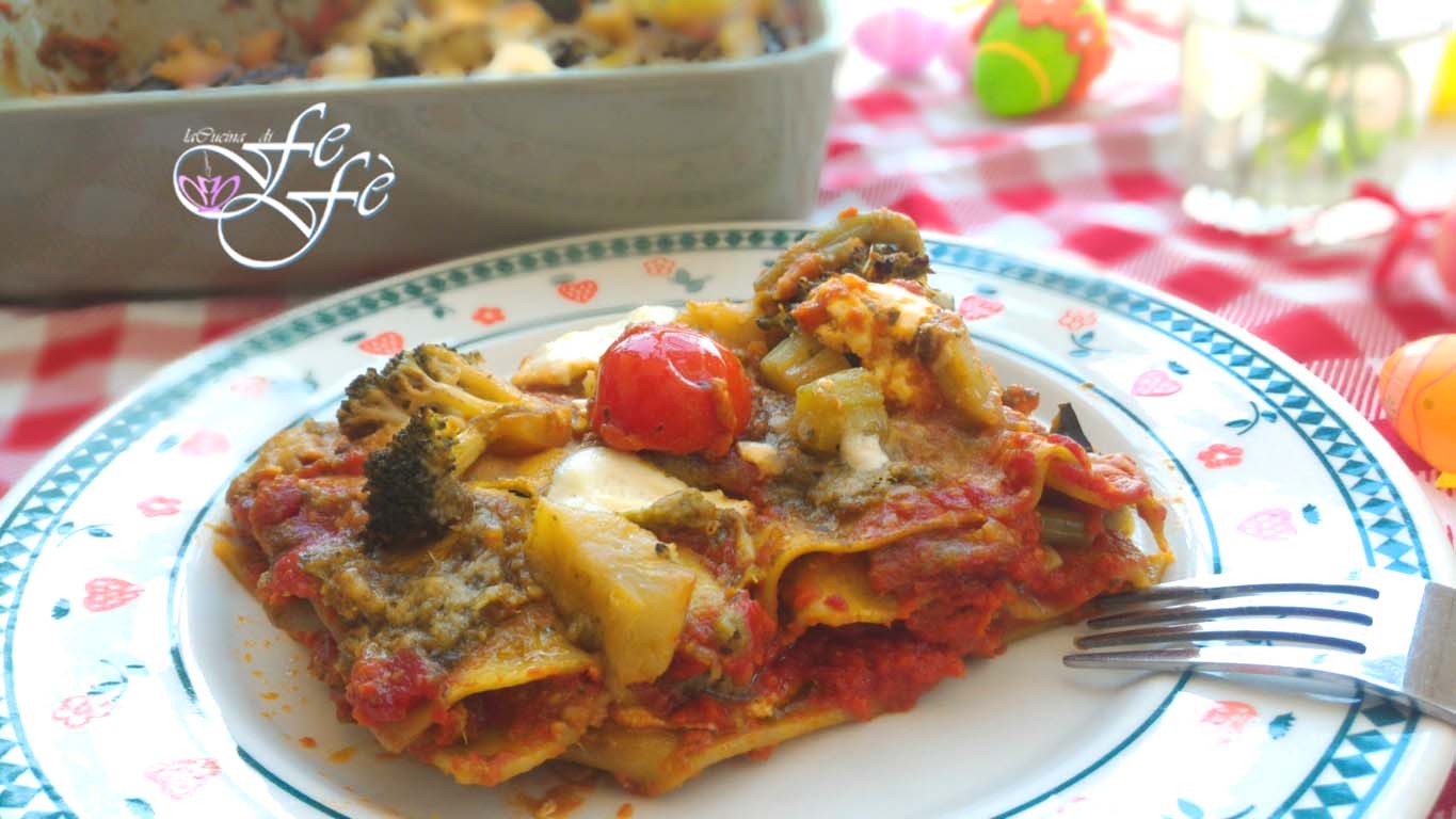 LASAÑAS VERDES CON VERDURAS Y COPOS DE RICOTTA (Receta sin bechamel)