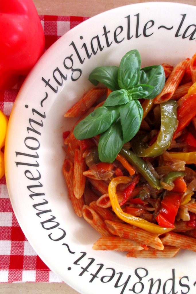 Pasta integral con pimientos light, Come sin Pancia