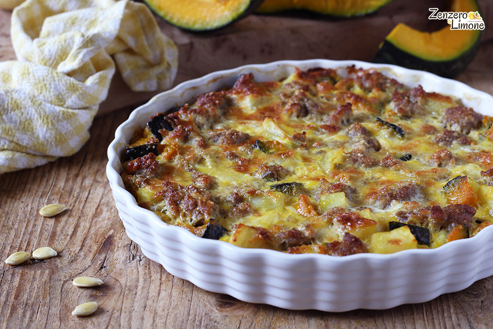 Pastel rústico de calabaza y patatas al horno