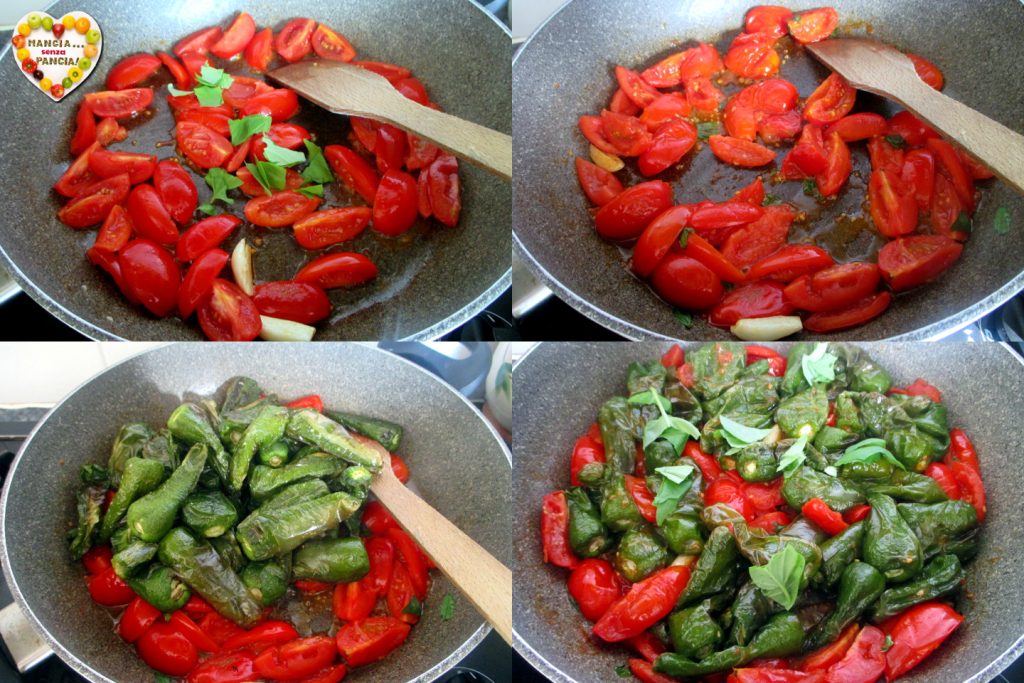 Pimientos verdes al tomate en la freidora de aire, Come senza Panza