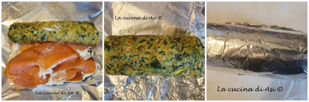 Rollo salado espinacas y salmón