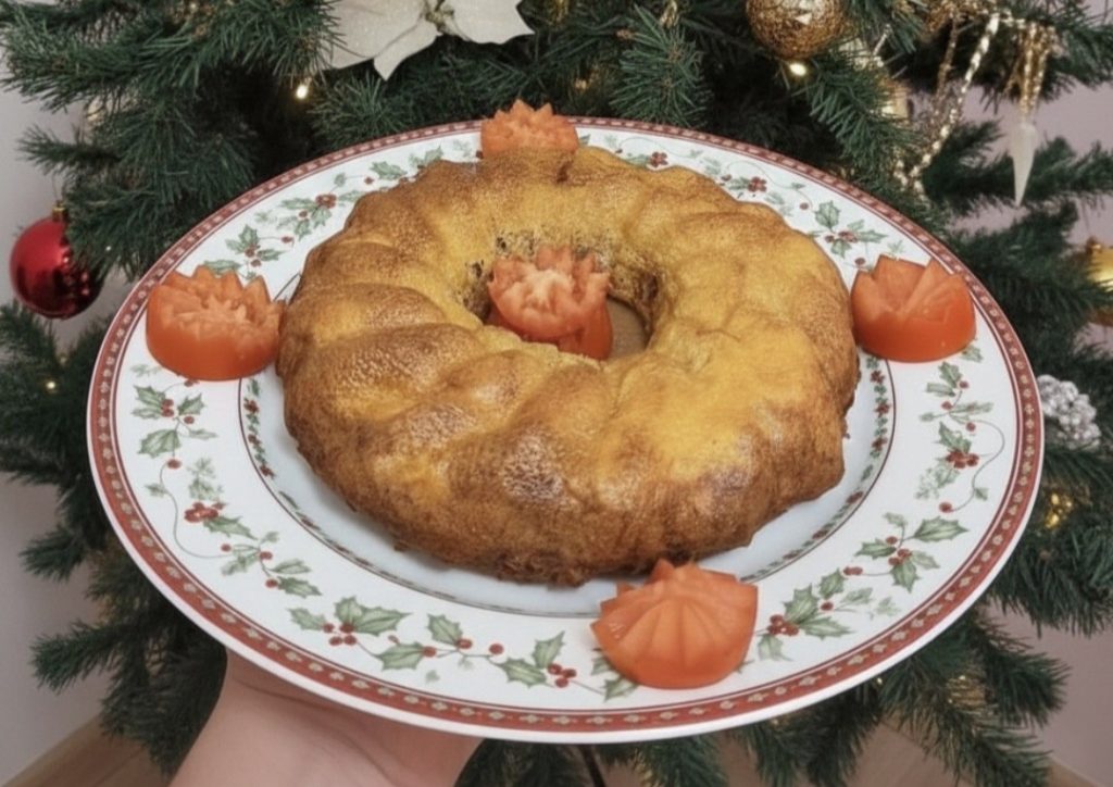 Rosca de champiñones y panceta ahumada