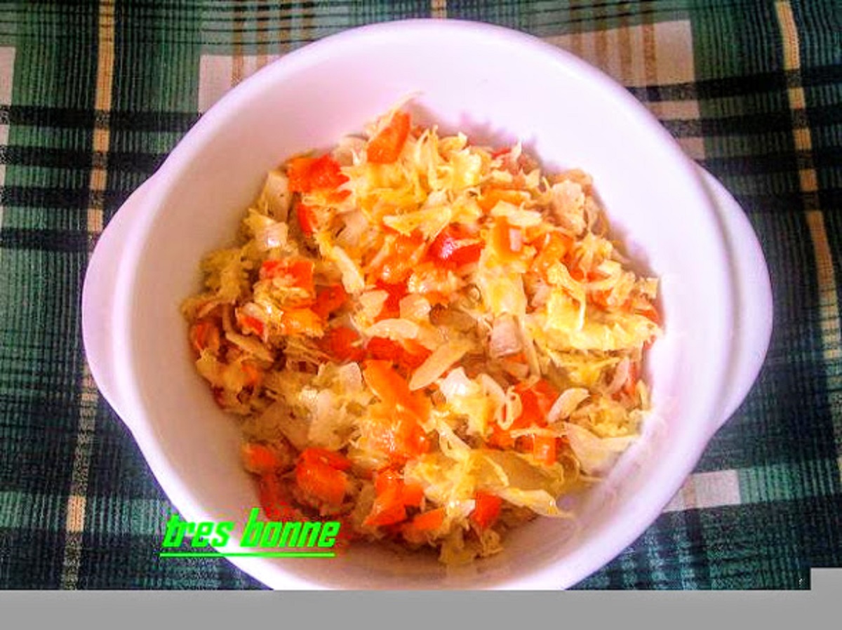 Repollo y pimientos agridulce