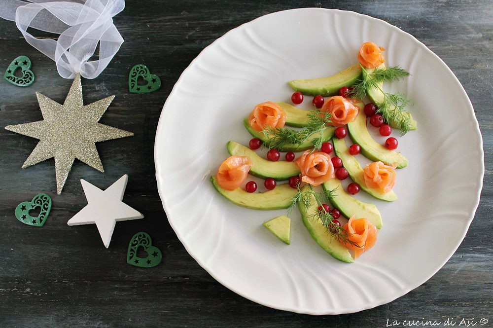Salmón y aguacate Entrante de Navidad