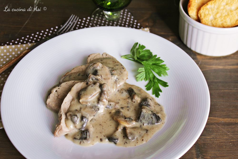 Solomillo de cerdo con crema de champiñones