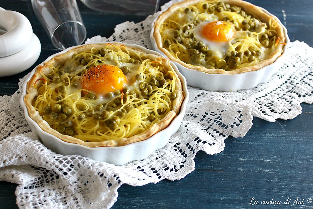 Tartaletas de tallarines gratinados