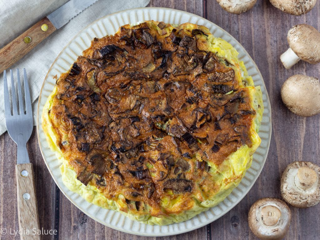 Tortilla de Champiñones y Puerros