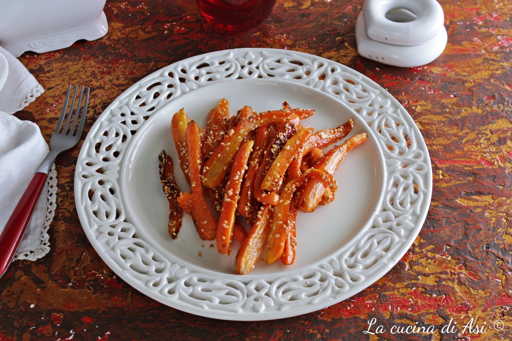 Zanahorias con miel y sésamo