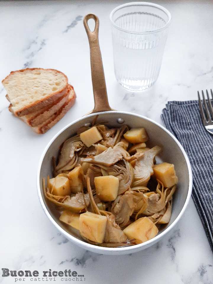 alcachofas y patatas a la sartén