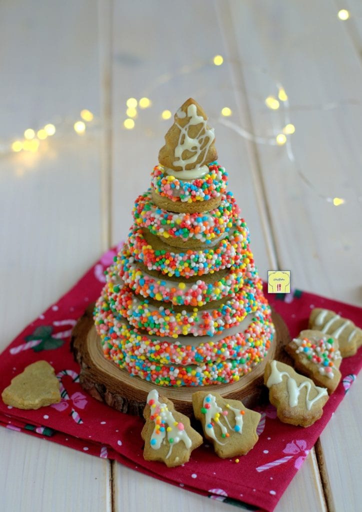 árbol de galletas de pistacho con chocolate blanco gp