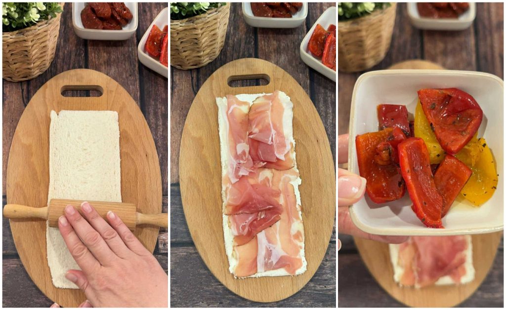 árbol de navidad con rollitos de sándwich