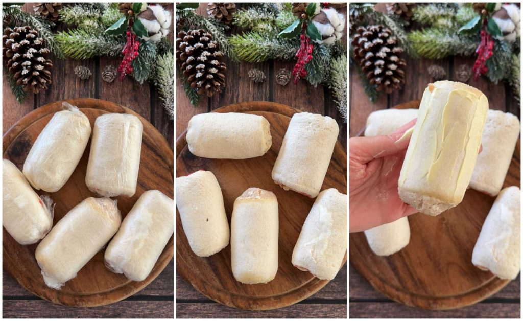 árbol navideño con rollitos de sándwich