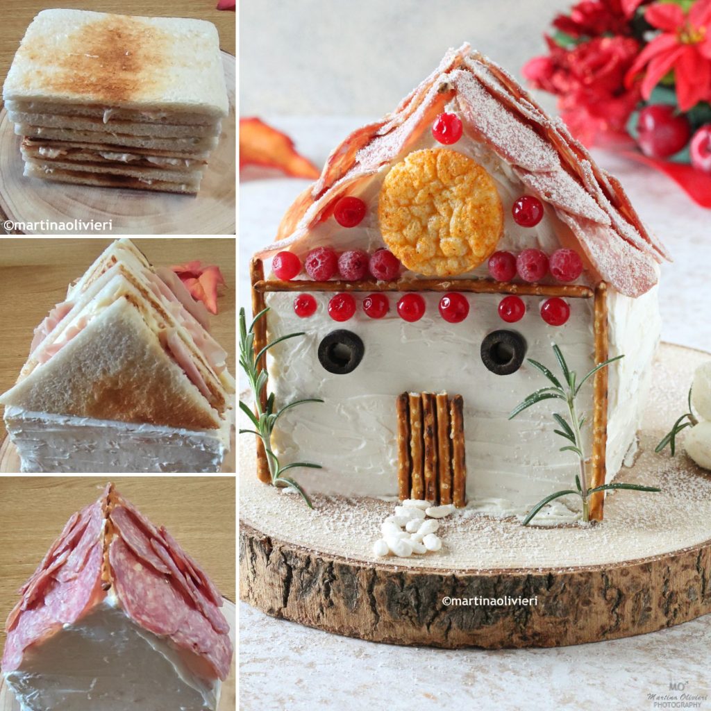 Casita de Navidad de sándwiches