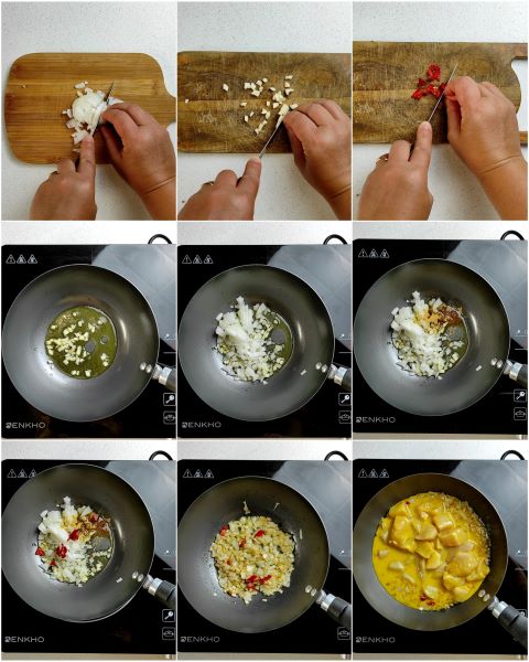 cocción del pollo al curry