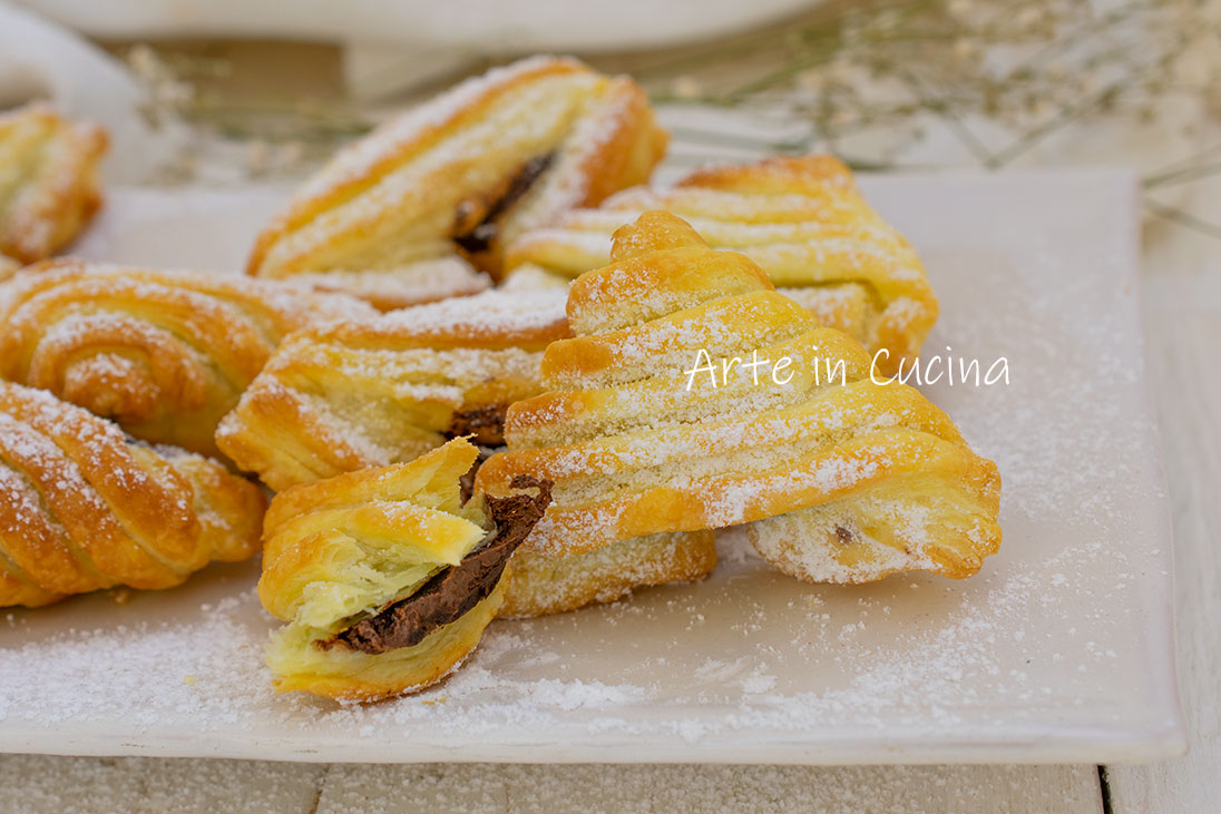 Conchas de hojaldre con nutella
