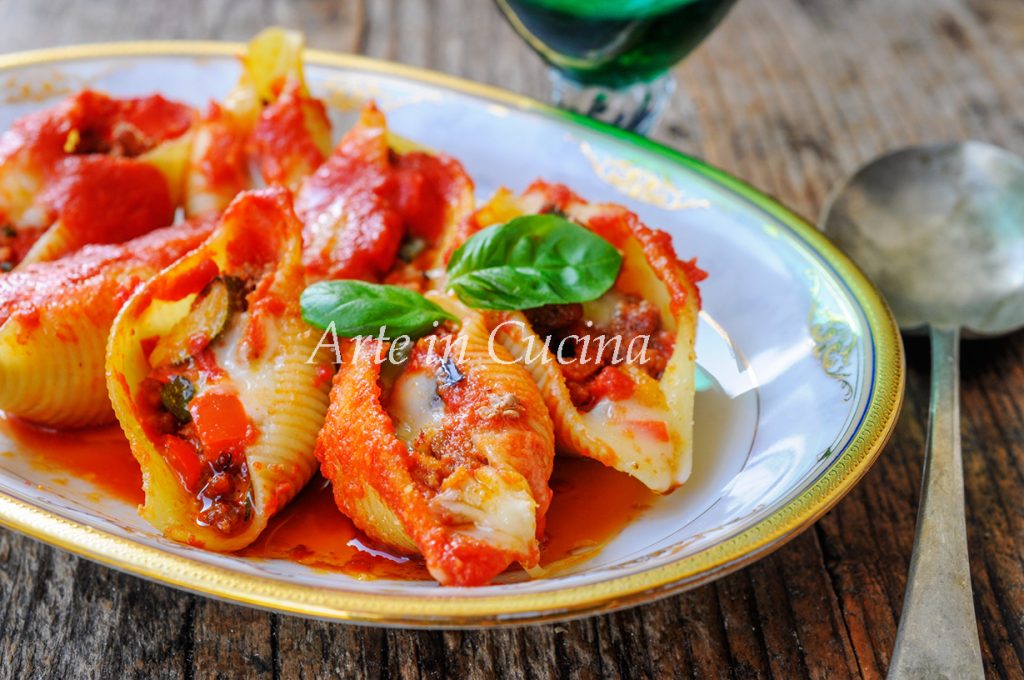 Conchiglioni rellenos de verduras y carne vickyart arte en cocina