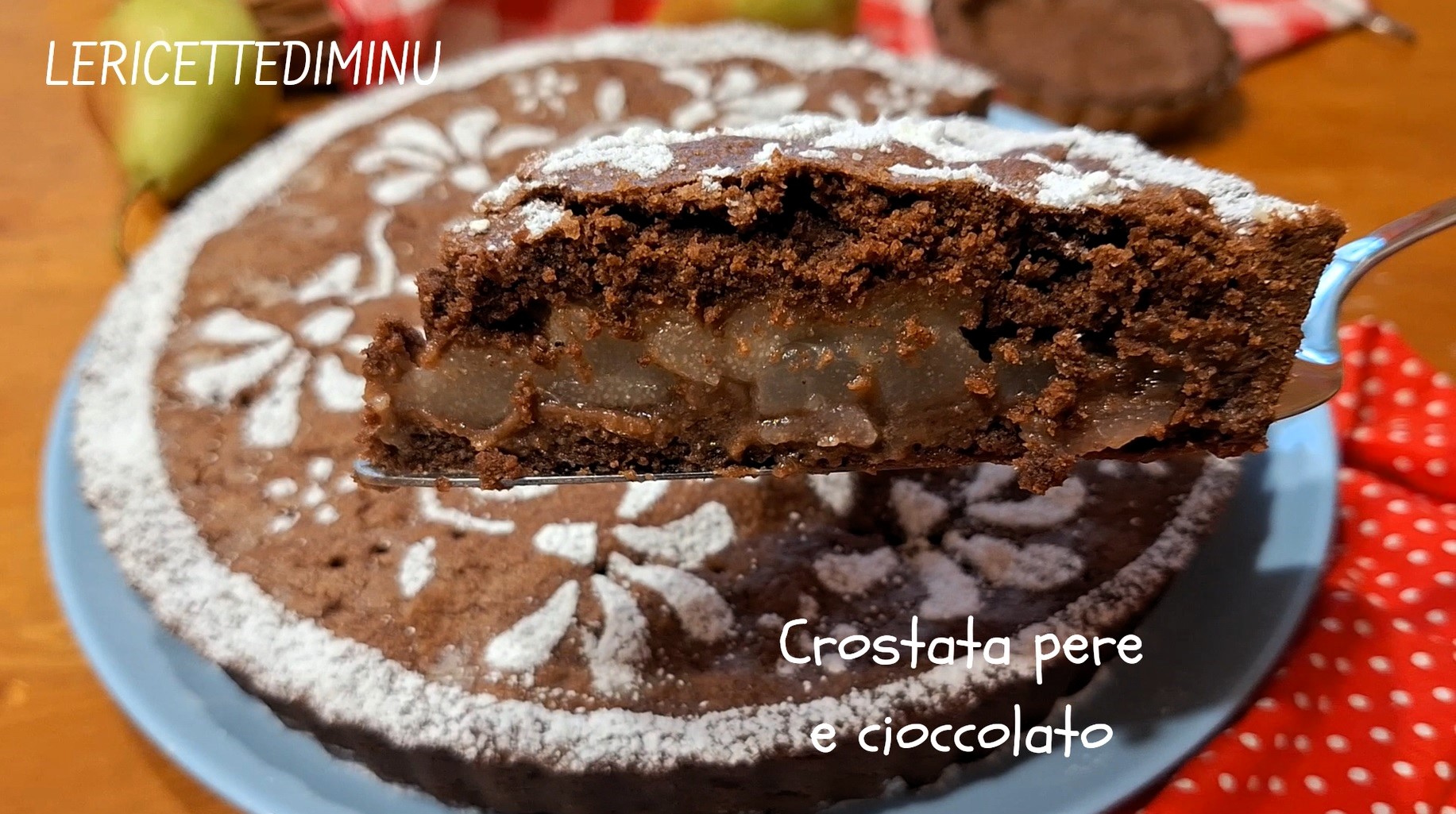 Tarta de peras y chocolate