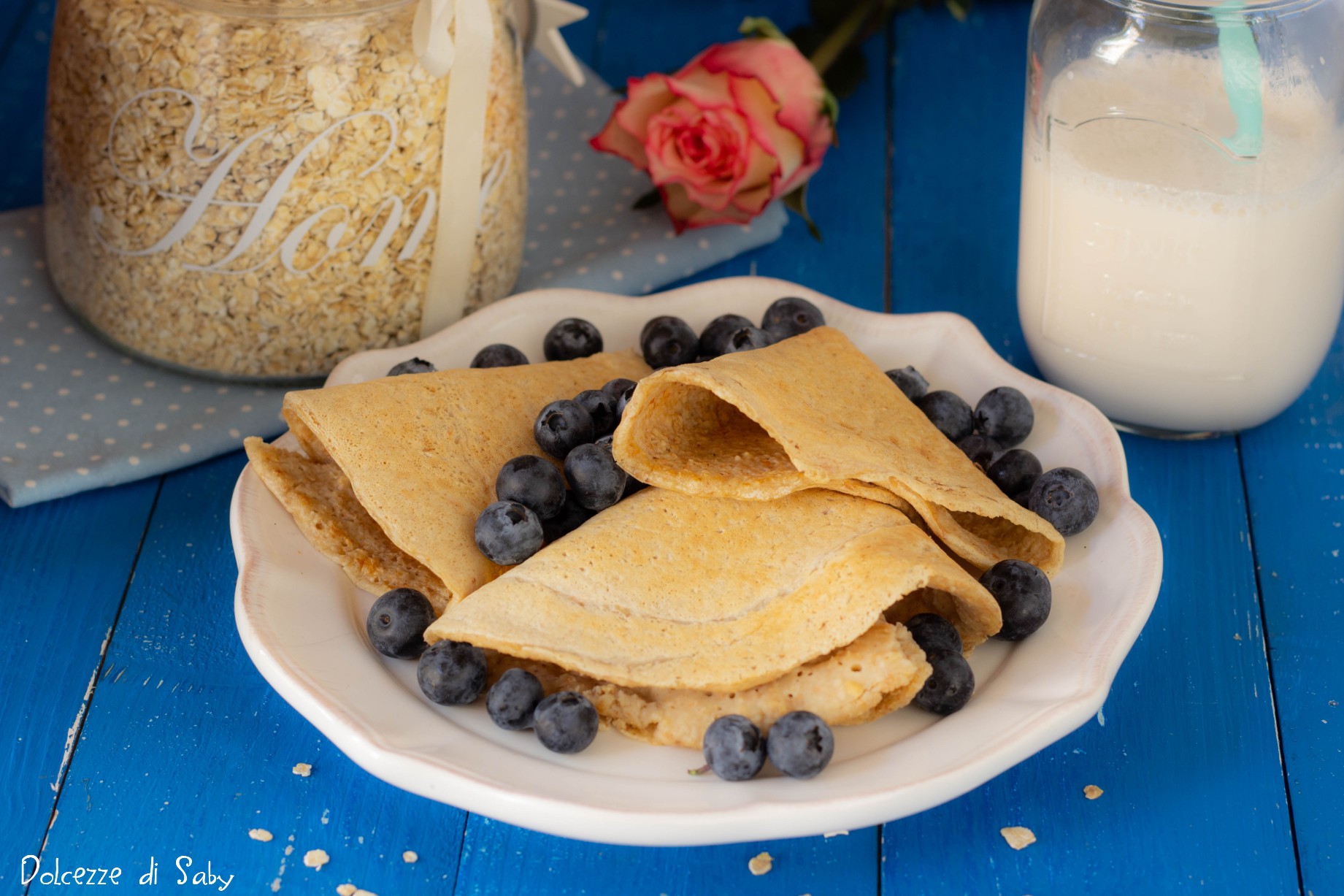 Crepes de copos de avena y agua