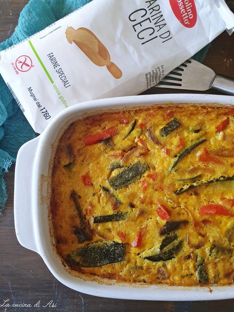 focaccia con harina de garbanzos y verduras