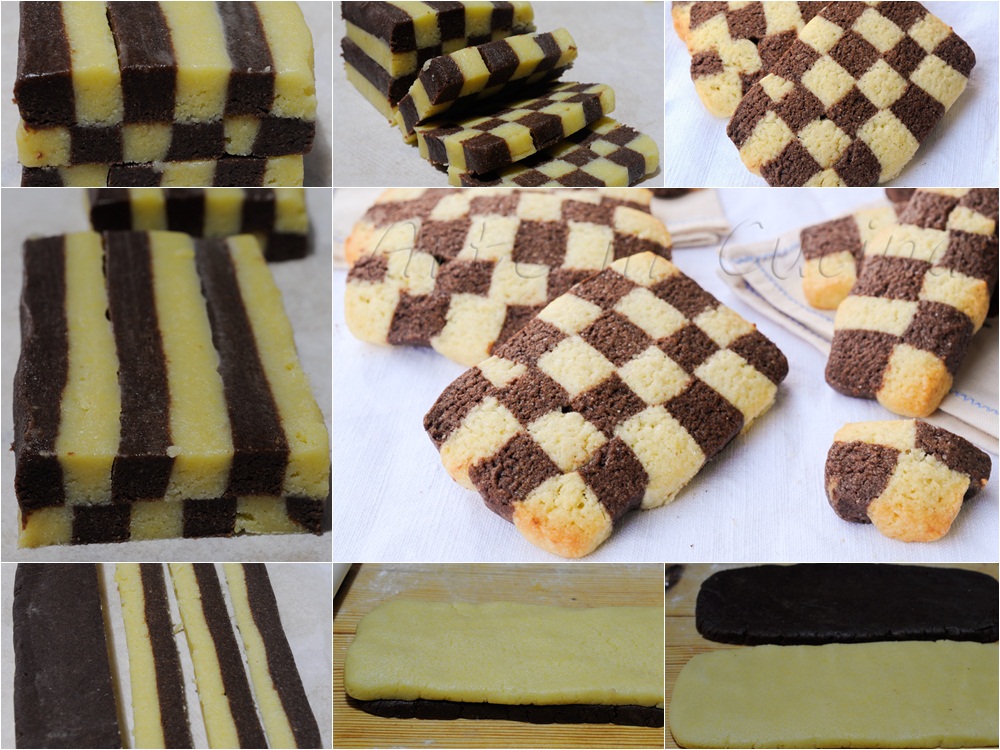 Galletas de ajedrez bicolores