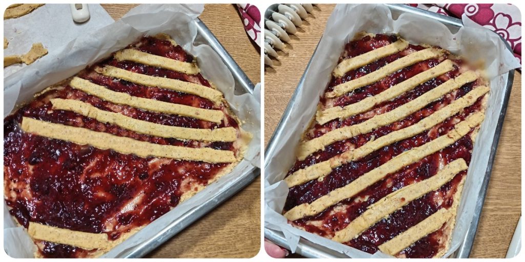 Galletas de tarta con masa quebrada de almendras y avellanas y mermelada