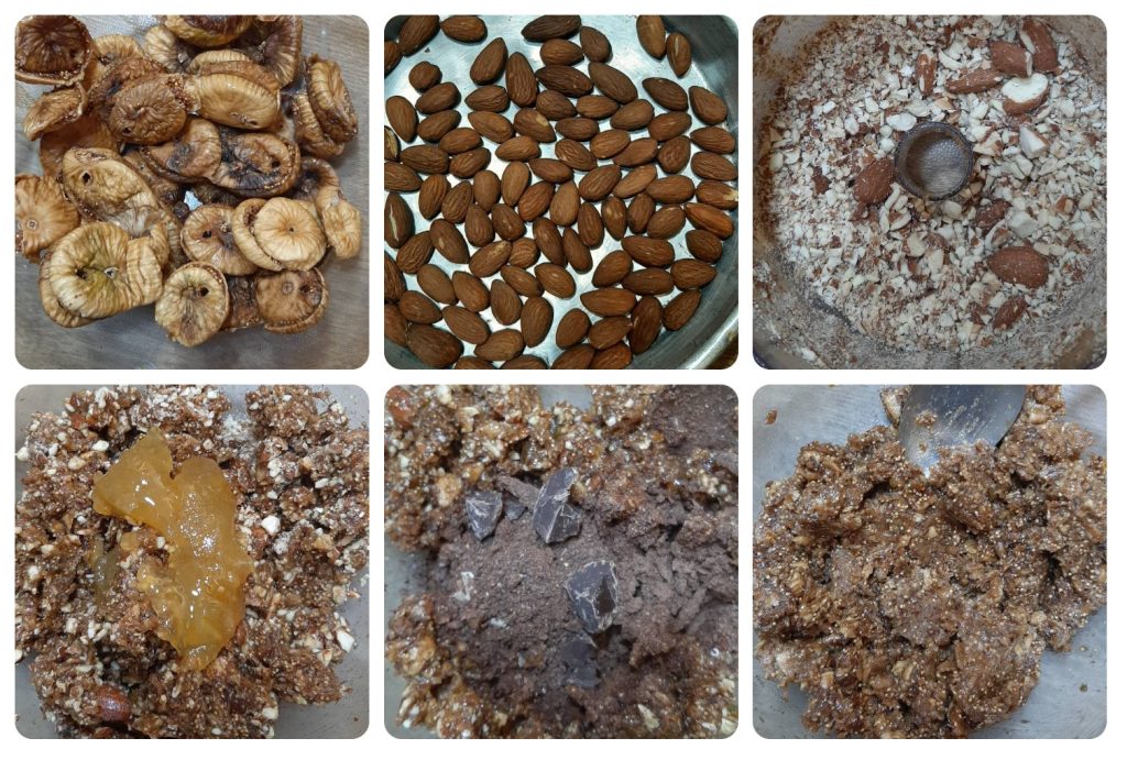 Galletas rústicas enrolladas con higos secos y almendras