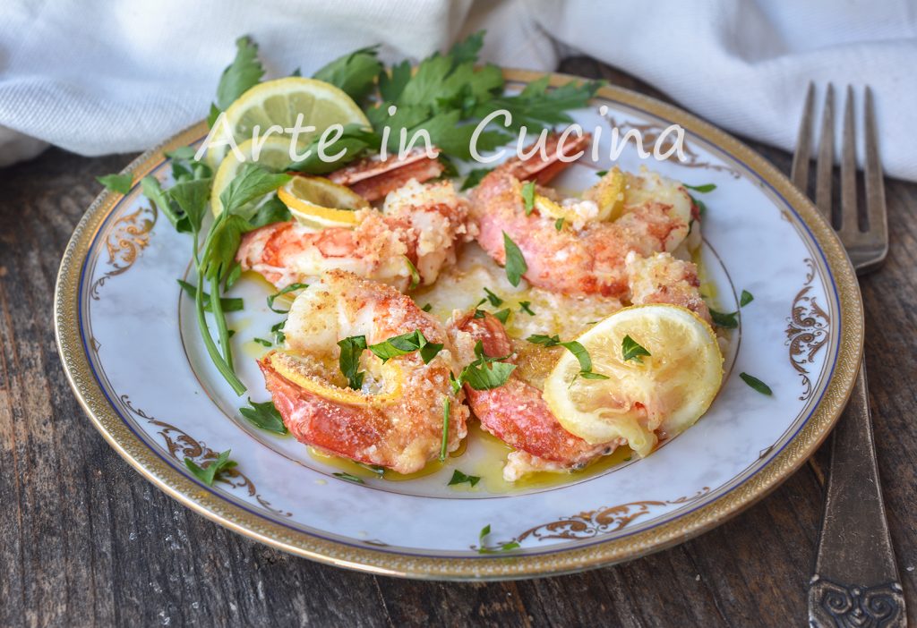 Langostinos al limón gratinados al horno