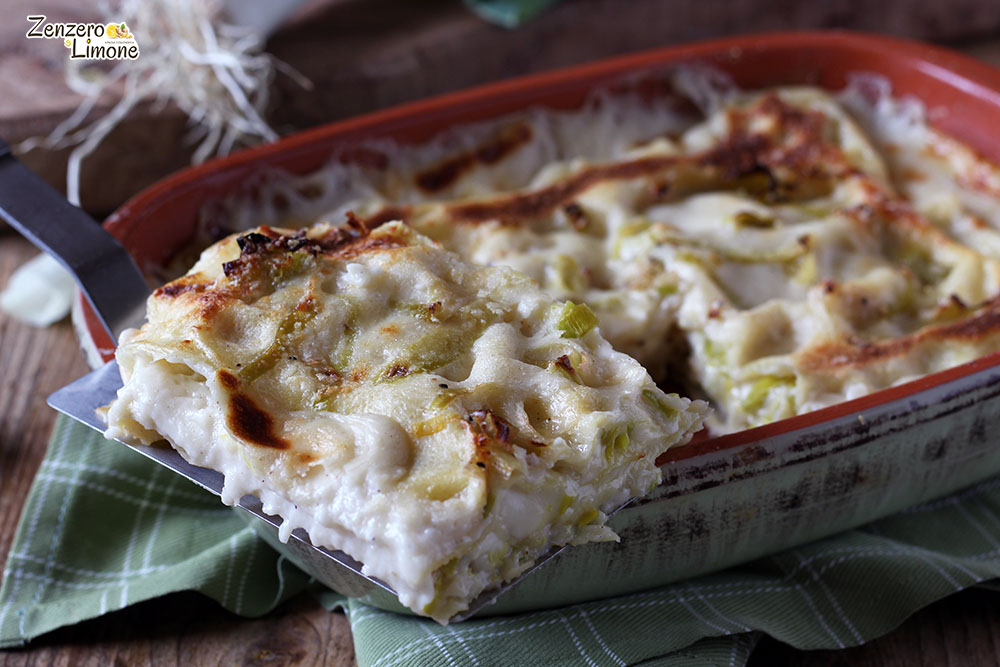 Lasaña con puerros y taleggio