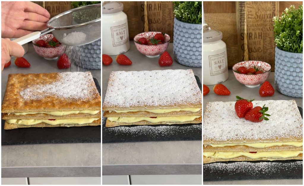 milhojas con fresas y crema