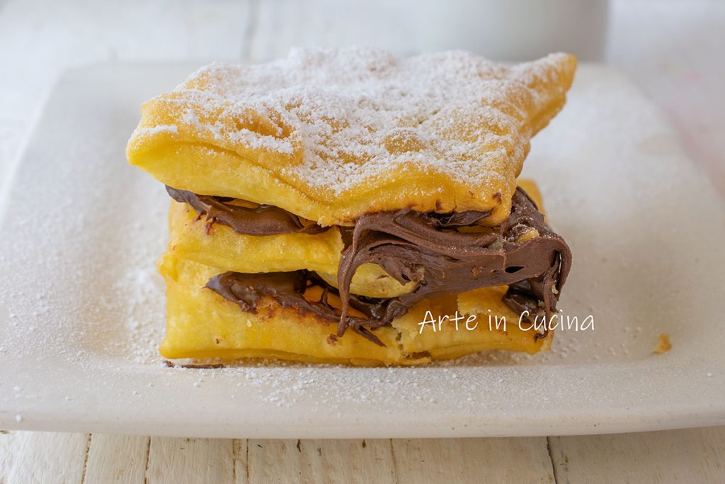 Milhojas de chiacchiere a la nutella