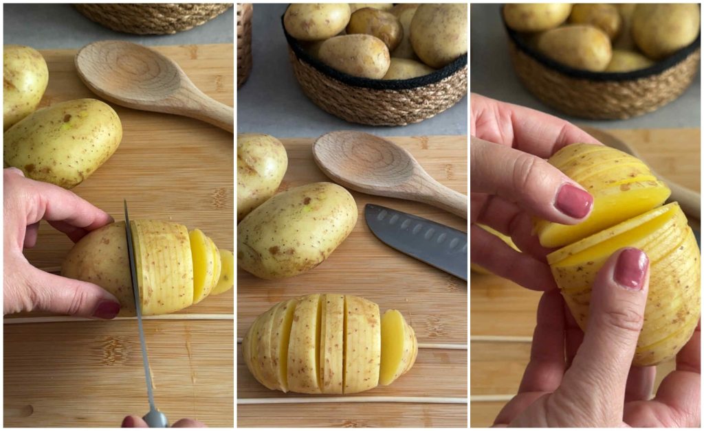 patatas Hasselback con mantequilla