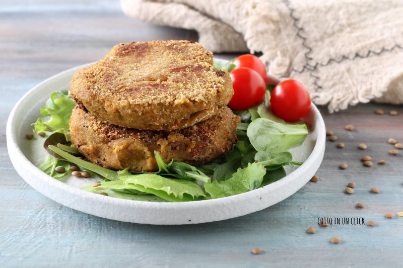 hamburguesa de lentejas segundo plato vegano fácil y rápido