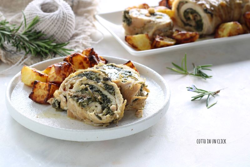 pollo asado relleno en olla a presión