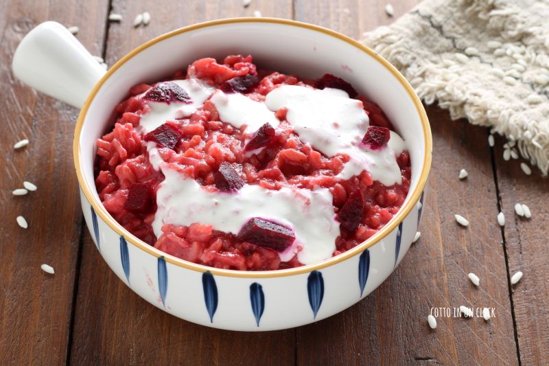 Risotto remolacha y stracciatella en olla a presión