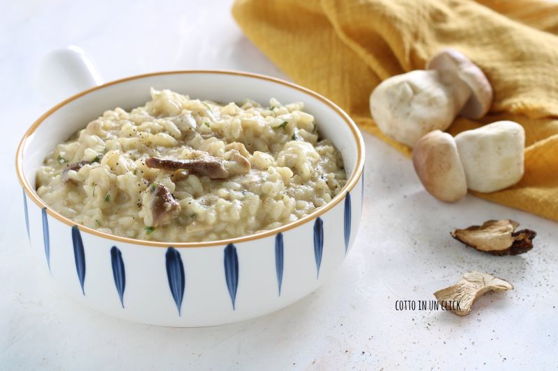 risotto de setas porcini en olla a presión