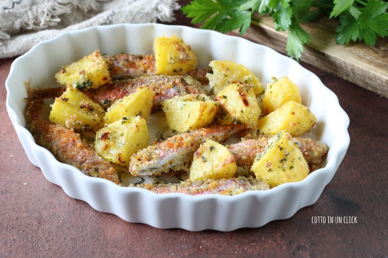 salmonetes al horno con patatas