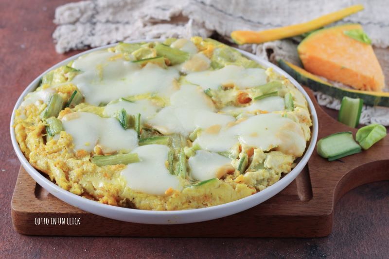 tortilla de achicoria y calabaza, sabrosa y rápida