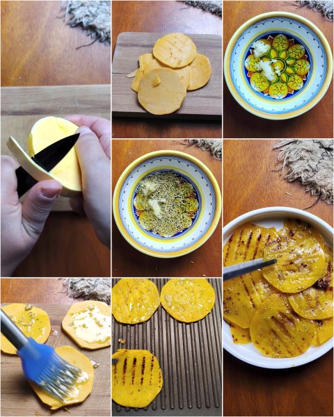 preparación de la calabaza a la parrilla