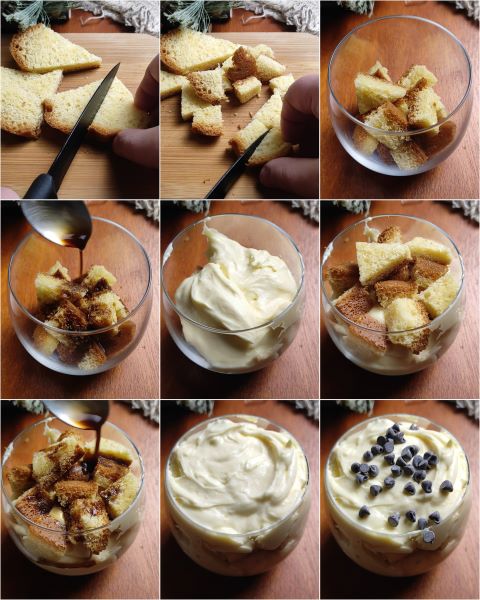 preparación de la crema de mascarpone y pandoro