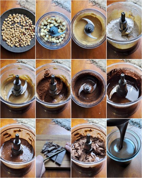 preparación de la crema de avellanas casera