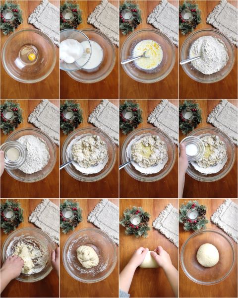 preparación de la masa de pan brioche dulce