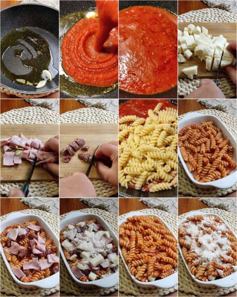 preparación de la pasta gratinada al horno