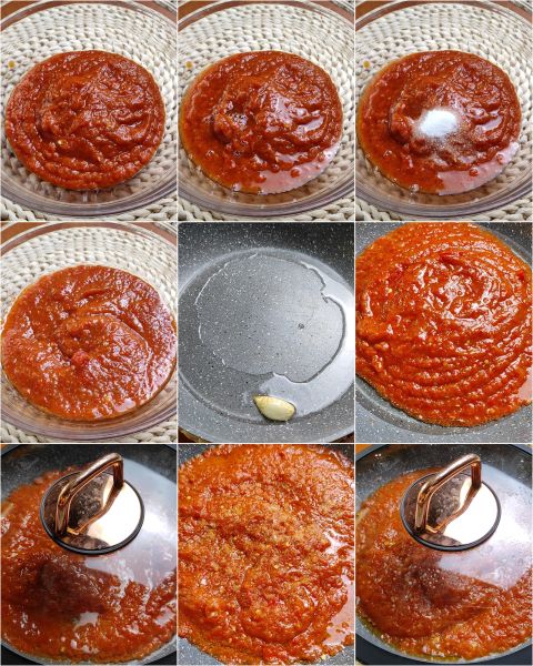 preparación de la salsa ajvar