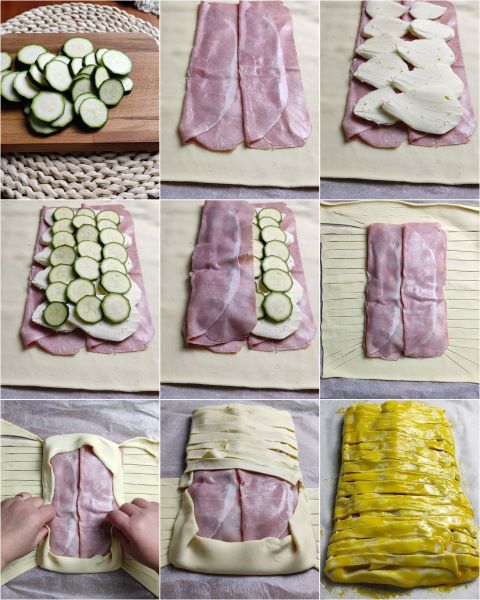 preparación de la trenza salada de hojaldre