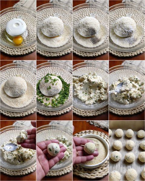 preparación de las albóndigas de ricotta en freidora de aire