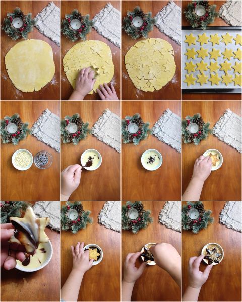 preparación de las galletas de Navidad glaseadas