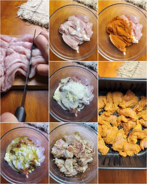 preparación de las tiritas de pavo a la paprika